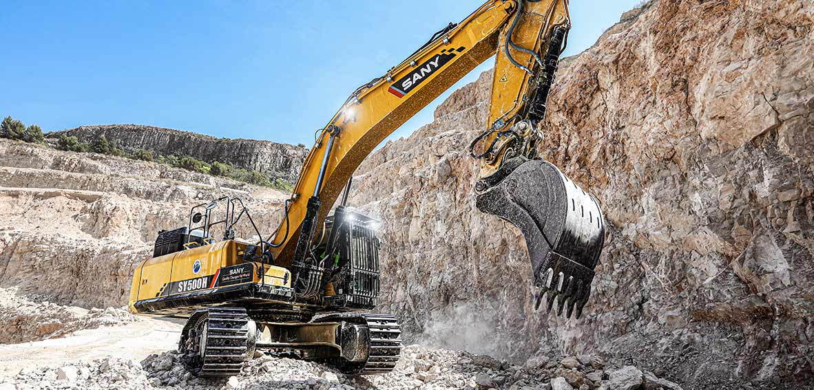 Zoom: SANY Bagger Raupen-Bagger Raupenbagger Sany SY500H auf Baustelle