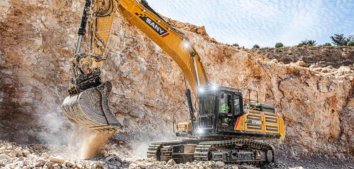 Zoom: SANY Bagger Raupen-Bagger Raupenbagger Sany SY500H auf Baustelle