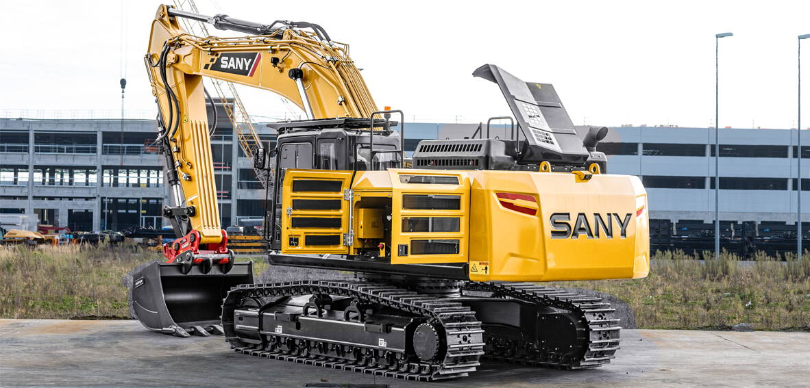 Zoom: SANY Bagger Raupenbagger Sany SY390H auf Baustelle