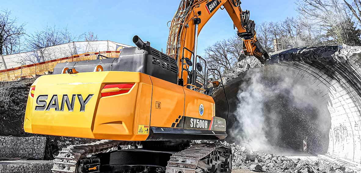 Zoom: SANY Bagger Raupen-Bagger Raupenbagger Sany SY500H auf Baustelle